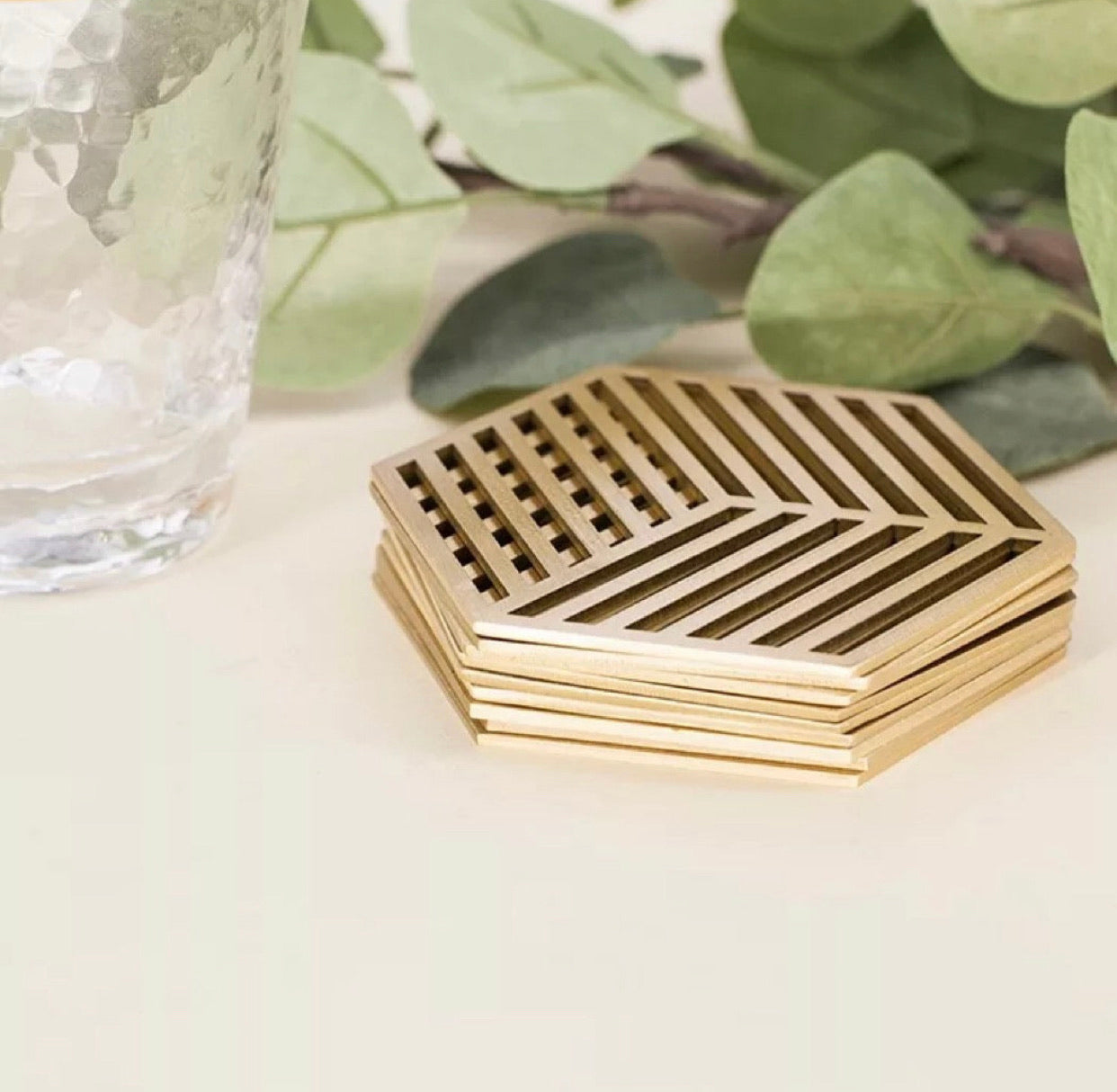 Abstract Brass Coaster